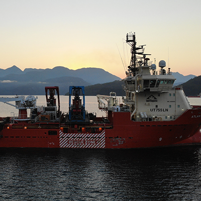 Resolve Marine's rescue vessel, Atlantic Condor, at sunset